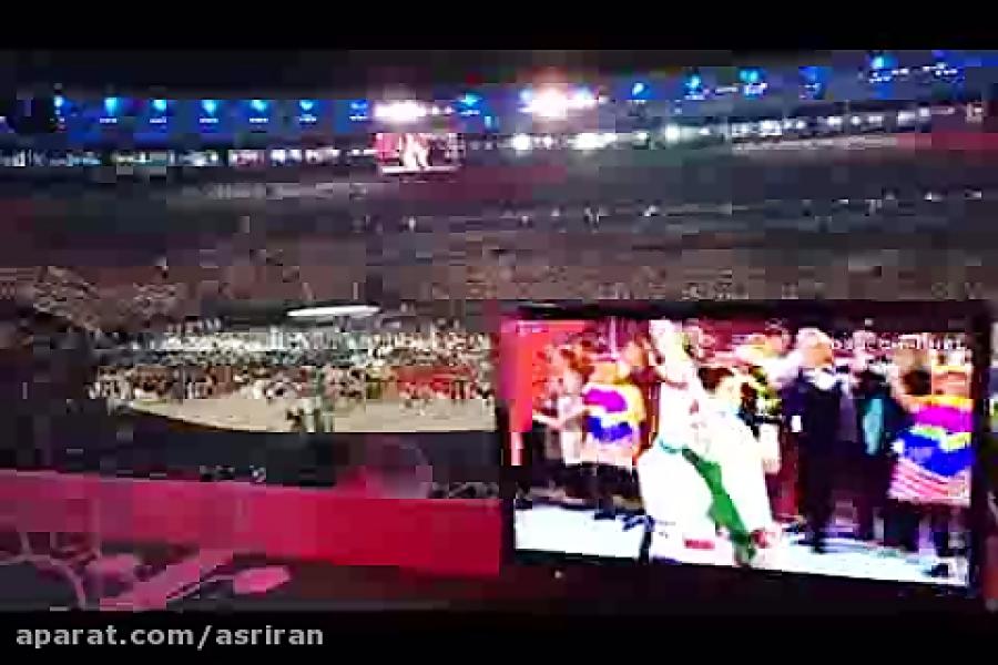 رژه کاروان ورزشکاران ایران در مراسم افتتاحیه المپیک