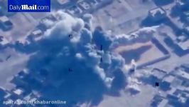 تصاویر هوایی حمله هوایی به منبج سوریه فرار داعشیها