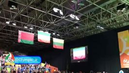 اهتزاز پرچم جمهوری اسلامی ایران در سالن وزنه برداری ریو