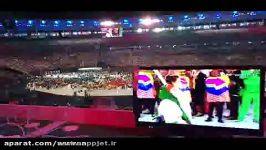 رژه کاروان ورزشکاران ایران در مراسم افتتاحیه المپیک