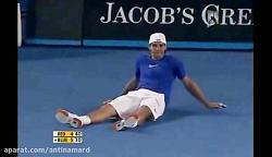 صحنه ای خفن خنده دار راجر فدرر در مسابقات تنیس