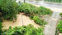 بارش شدید باران طغیان رودخانه در رحیم اباد