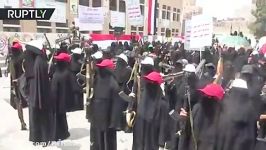 فیلم رژه نظامی زنان یمنی در صنعا