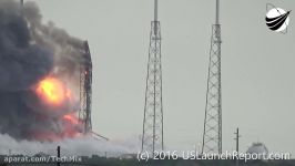 لحظه انفجار راکت Falcon 9 بر روی سکوی پرتاپ