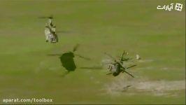 بلند کردن هلیکوپتر معیوب توسط هلیکوپتر دیگر در تگزاس