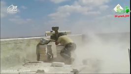 زدن تانک T 62 ارتش سوریه توسط موشک ضد تانک القاعده