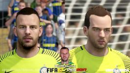 مقایسه چهره بازیکنان اینترمیلان در PES 2017 FIFA 17