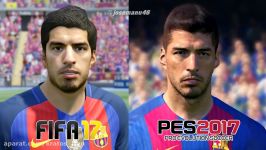 مقایسه چهره بازیکنان بارسا در PES 2017 FIFA 17
