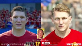 مقایسه چهره بازیکنان Man United در PES 2017 FIFA 17
