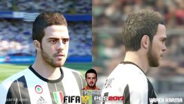 مقایسه چهره بازیکنان یوونتوس در PES 2017 FIFA 17