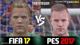 مقایسه چهره های بازیکنان بارسلونا در FIFA 17 PES 17