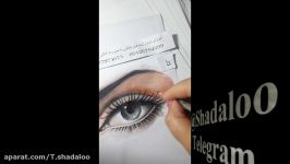 نقاشی چشم یک مرحله کار.مداد رنگی طیبه شادالو
