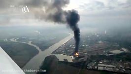 نمای هوایی انفجار یک کارخانه مواد شیمیایی در آلمان