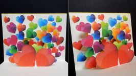 آموزش کارت پستال سه بعدی قلب های رنگی