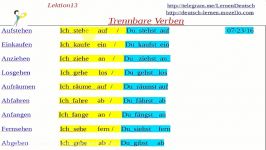 Trennbare verben amozesh zaban almani Lektion13 آمو