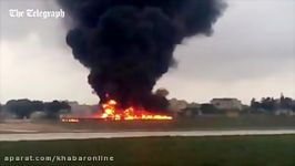 تلاش برای مهار آتش سوزی ناشی سقوط هواپیما