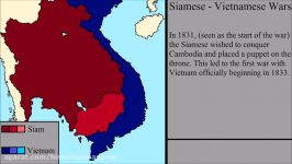 نقشه جنگ های سیام ویتنام ۱۸۳۳ ۱۸۴۵