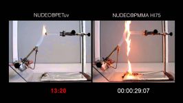  UL94 HB Fire Test PETuv vs PMMA HI75 