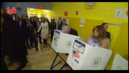 لحظۀ رأی دادن دونالد ترامپ همسرش