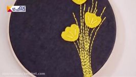 یک تابلوی زیبا ترکیب دو هنر گلدوزی نمددوزی