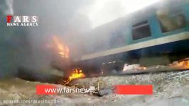 لحظه آتش سوزی قطار مسافربری در محور سمنان مشهد