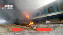 لحظه آتش سوزی قطار مسافربری در سمنان