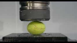 Crushing Tennis Ball with Hydraulic Press