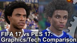 مقایسه گرافیکی تکنیکی بین فیفا 17 PES 2017