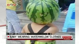 Baby wearing watermelon clothes  China Take  July 252013  BONTV China