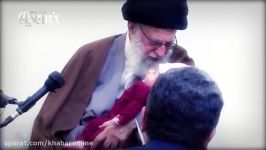 اذان اقامه رهبرانقلاب در گوش نوزاد شهید مدافع حرم