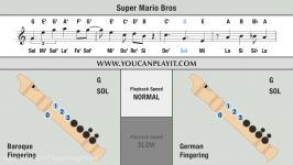 Super Mario Bros  Recorder Notes Tutorial