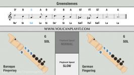 Greensleeves آموزش نت ریکوردر