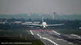 Emirates A380 lands at Birmingham 22nd March 2016