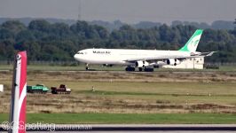 Gorgeous Mahan Air Airbus A340 300 landing + takeoff at Düsseldorf Airport