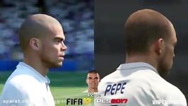 تفاوت چهره بازیکن ها در fifa 17 pes 17