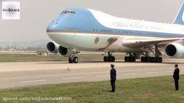 Air Force One Boeing 747 Lands at Osan Air Base Korea.