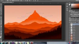 Minimal Flat Landscape Design #1  Speed Art  Photoshop  Time Lapse Tutorial