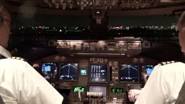 Boeing 747 400 Miami Take off in Heavy Rain  Cockpit View