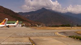 Sharp steep take off from Paro airport in Bhutan worlds most treacherous
