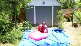 6ft Man in 6ft Giant Water Balloon  4K  The Slow Mo Guys