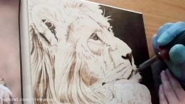 Fur Pyrography  Woodburning of a Lion