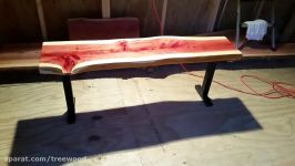 Eastern red cedar wood slab bench