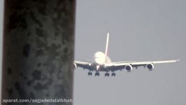 ✈Airbus A380 800 Emirates  Windy Landing at Düsseldorf International Airport