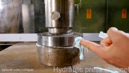 Pressing last toothpaste and ketchup out with hydraulic press