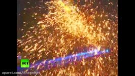 Dazzling molten on firework show greets Chinese New Year