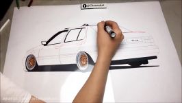 VW Jetta VR6 Turbo Chenas Art Car Drawing