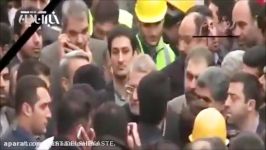 حضور علی لاریجانی در محل حادثه ساختمان پلاسکو