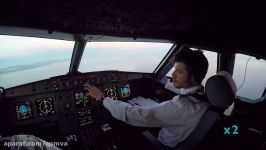 Lanzarote GCRR Cockpit view landing rwy 03 in dusk