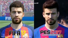 FIFA 17 vs PES 2017 BARCELONA FACE COMPARISON Messi Neymar Suarez