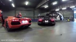 غرش Backfire دو تا لامبورگینی Aventador